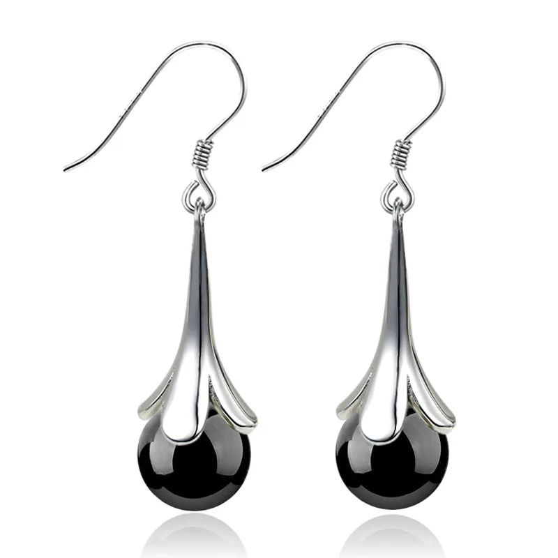 

925 Sterling Silver 2 Color Beads Retro Long Tassel Silver Earrings For Women Earrings Sterling-silver-jewelry Brincos VES6299
