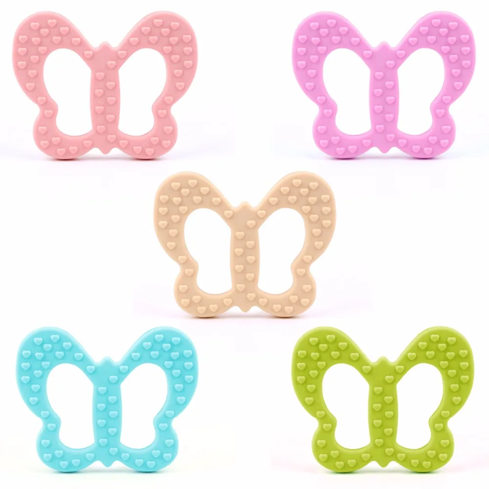 

TYRY.HU 1pc Silicone Teething Toys Baby Butterfly Teether Chewable Silicone Toys Infant Dental Care Food Grade Gifts DIY Pendant