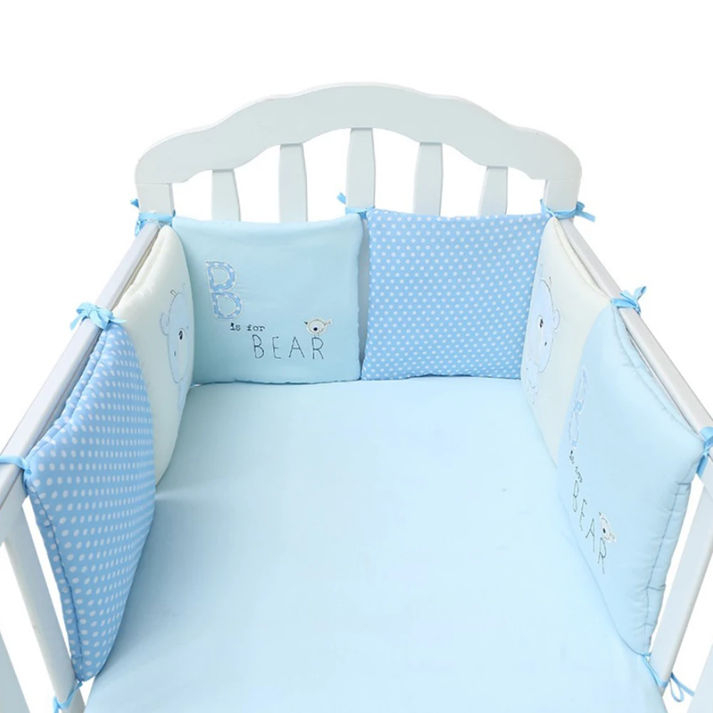 6 шт., хлопковые бортики для кроватки для малышей, детские постельные принадлежности для кроватки, бампер, комбинация, несъемные, моющиеся, защищают малыша от кроватки