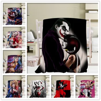 

Custom Harley Quinn Anime Blanket Office Sofa Blanket Portable Soft Blanket Bed Plane Travel Adult Home Blanket