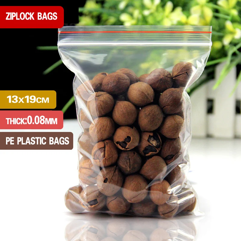 

100Pcs 13x19cm Resealable Clear Plastic Seal Zip Lock Bags Poly Ziplock Bag Reclosable Candy Bags For Snacks Storage