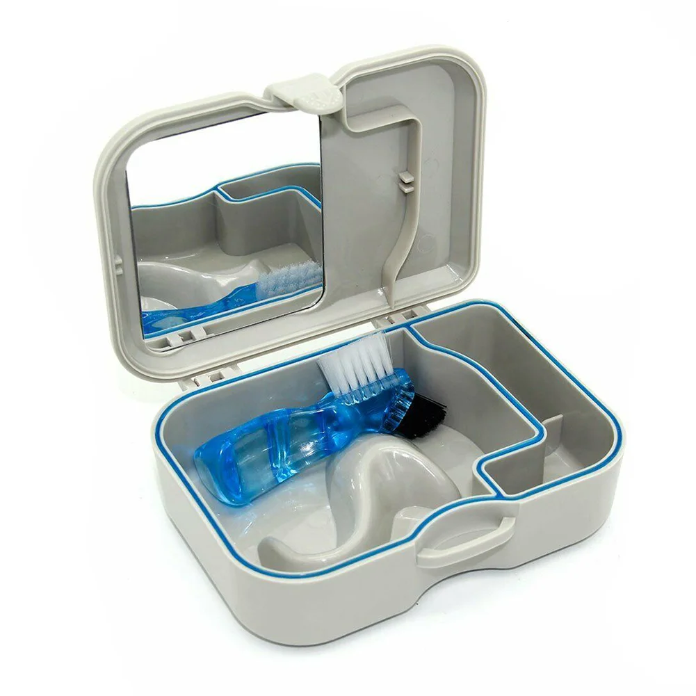 

Best Denture Mold Mouthguard Brace Storage Box Case Container with Mirror+Brush QQ99