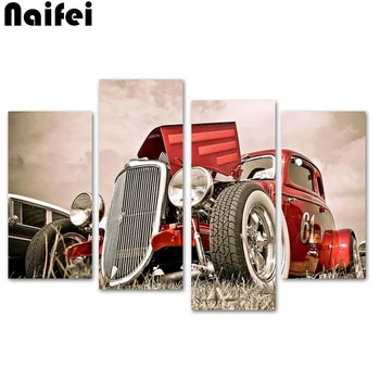 

5D Diy diamond painting vintage truck/set of 4 new arrived diamond embroidery rhinestone cross stitch Wall sticker home devor