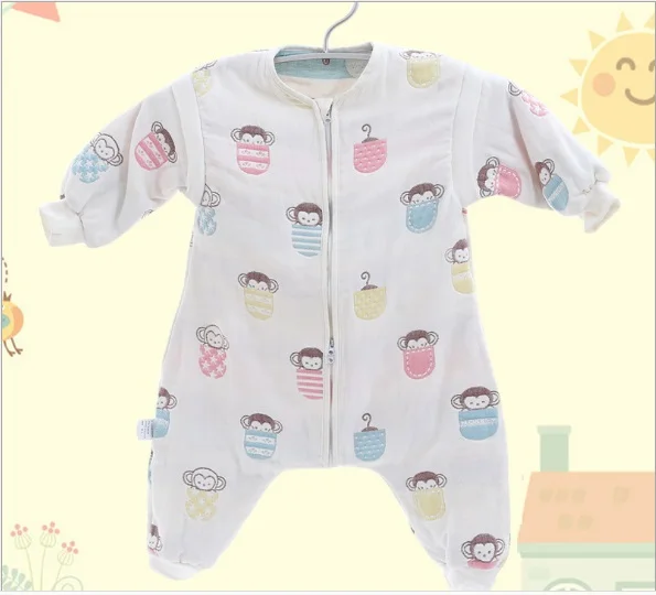 Муслин спальный мешок для малышей Зимние 6-слойное бальное платье из хлопка детская одежда с длинными рукавами Sleepware От 0 до 5 лет детский хлопковый спальный мешок с Пижама для младенцев