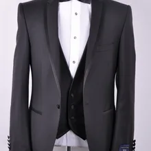 Горячая Распродажа черная тонкая приталенная одежда жениха свадебный костюм для мужчин включает(пиджак+ брюки+ галстук)/костюмы для курения/смокинги для жениха