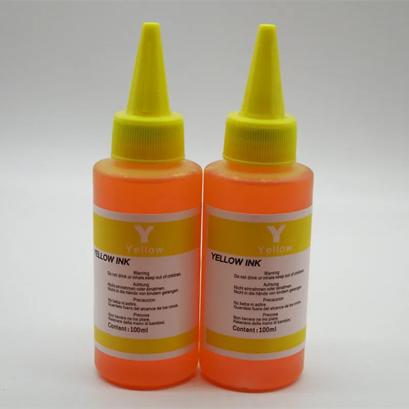 Универсальный 4 цвета краска для заправки чернил 100 мл бутылки для Brother LC263 LC163 LC75 LC12 LC71 LC960 LC57 LC38 LC980 cartrdige СНПЧ - Цвет: 2Y