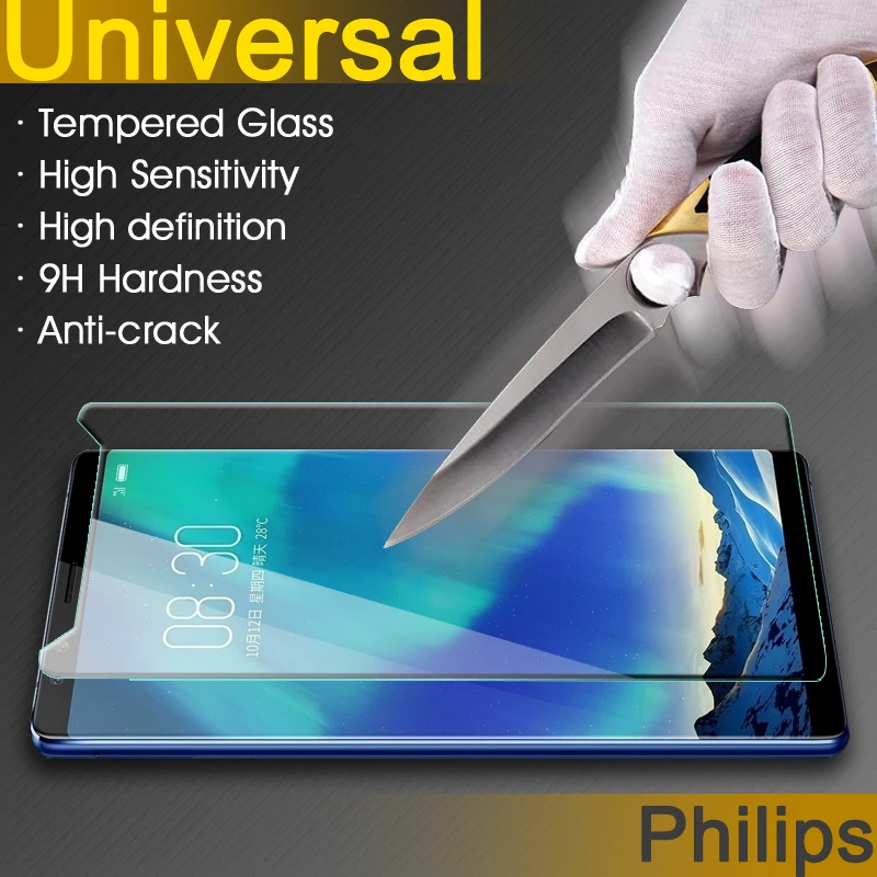 

5.0 inch Universal Tempered Glass Screen Protector For Philips Xenium X588 9H 2.5D Screen Glass Film For Philips S396/S398