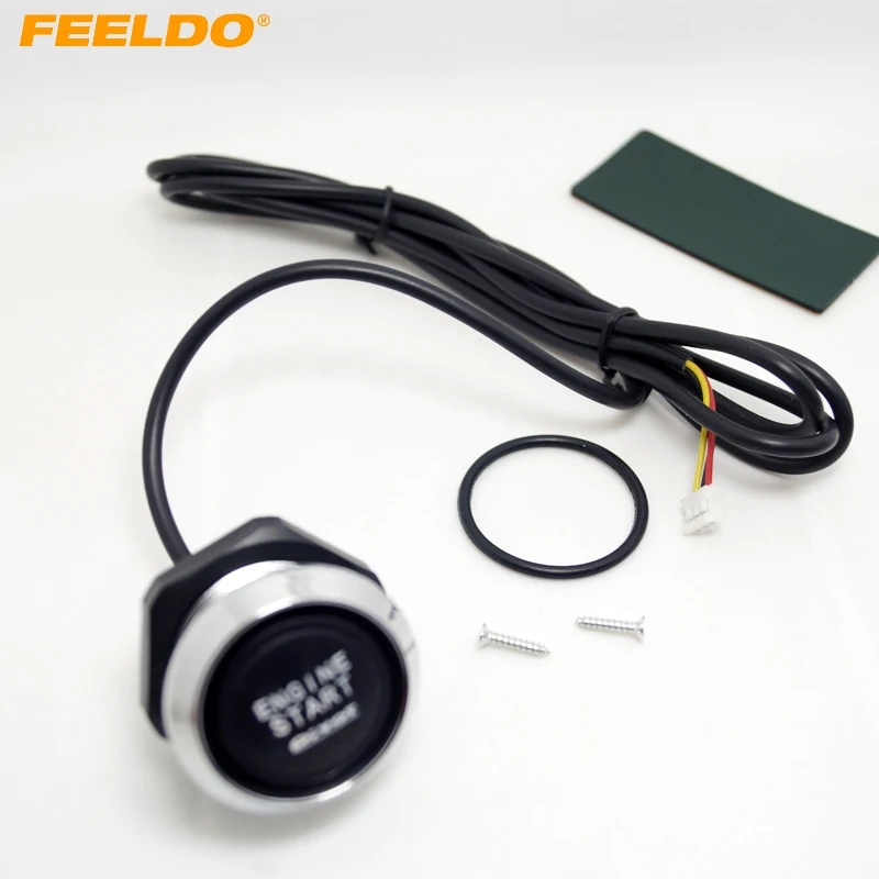 

FEELDO One-key Engine Start Button Switch Set For Car Auto Refitting With Blue Indicator Light #FD-4204