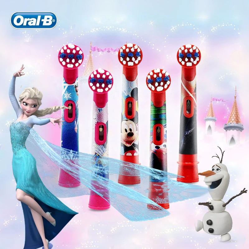Pаспродажа Oral B головки для детской электрической зубной щетки Замороженные Utral мягкие зубные щетки головки круглые щетки 4 hedas для 3 + детей