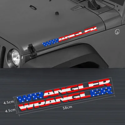 2 шт. наклейки JDM Спорт капот двигателя крыло боковые буквы персонажа автомобиля стикеры и наклейка винил для Jeep Wrangler Unlimited TJ JK - Название цвета: color