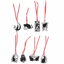 Креативные милые черная кошка металлическая Закладка для книги, с милым рисунком кота, Форма выдалбливают закладки для школьных учебников канцелярские принадлежности подарок для ученика C26