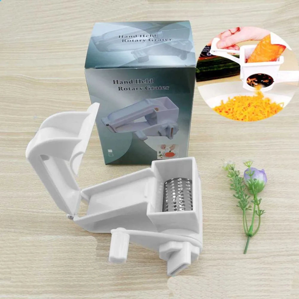 Stainless Steel Cheese Grater Manual Rotating Classic Plastic Rotary