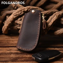 Брендовые винтажные кошельки из натуральной кожи для автомобильных ключей, мужские брелки на молнии, чехол Брелок из воловьей кожи, держатель для автомобильных ключей, сумка