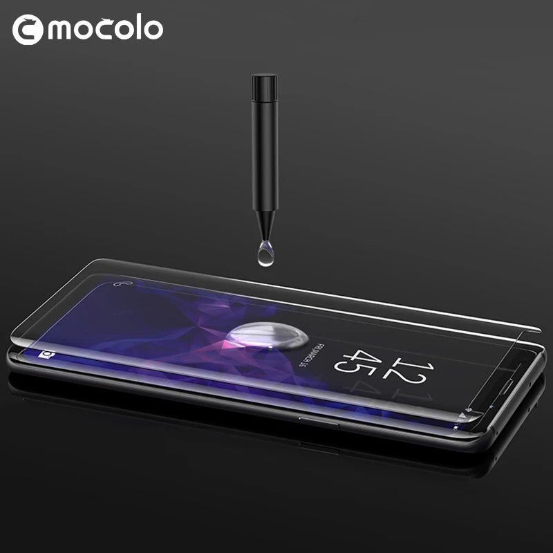Жидкое УФ стекло для защиты экрана Samsung Galaxy S8 S9 S10 Plus полностью склеенное 5d с