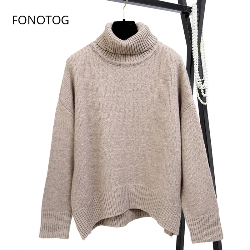 2018 autumn and winter women's solid color turtleneck