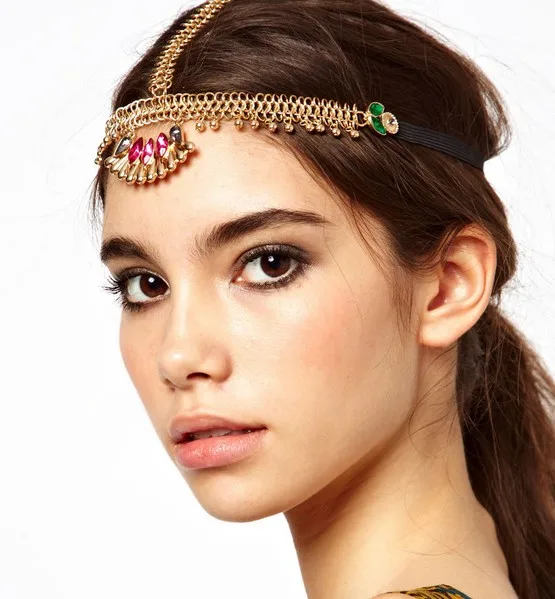 

Fashion Charming Crystal Head Chain Vintage Boho Headpiece Hair Jewelry Hairband Headdress for Women Bridal Wedding Wholesale
