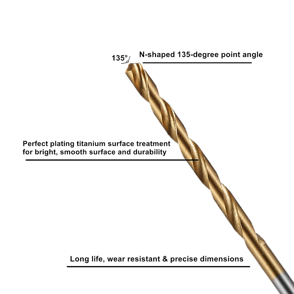 FIRECORE 100 шт. 1/1. 5/2. 0/2. 5/3/3,5 мм Титан покрытием спиральное сверло Алюминий шпильки для волос, заколки-Сталь для деревообработки