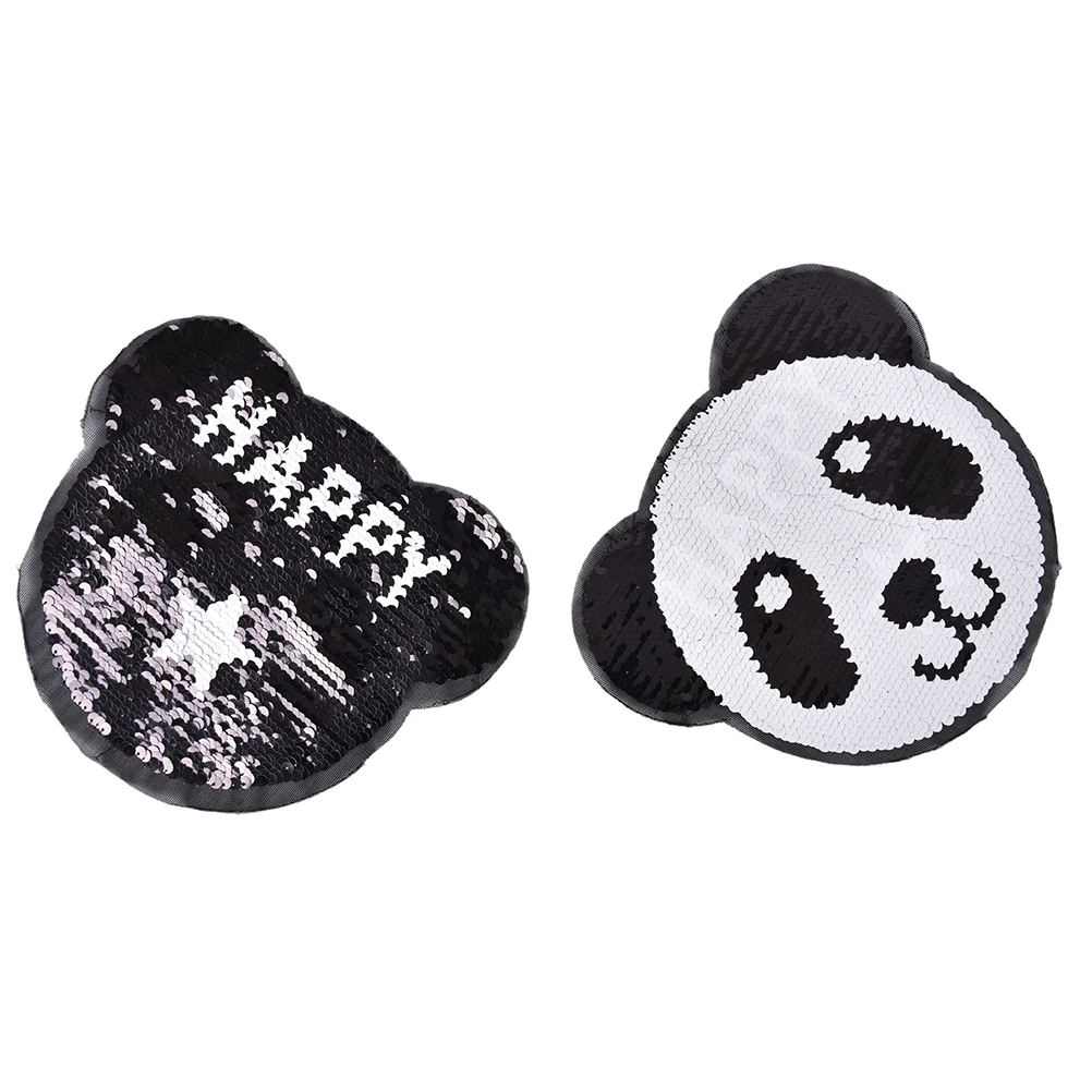 1PCS DIY Panda Sequins Patch Reversible Change color Sew On Patches for clothes Applique Bag Clothing Coat Sweater Crafts