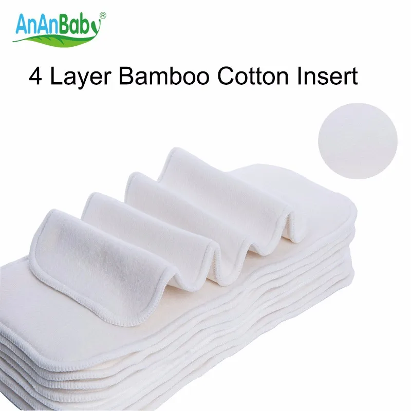 Ananbaby Infant Bamboo Cotton Inserts 4 Layers Reusable Insert For Baby