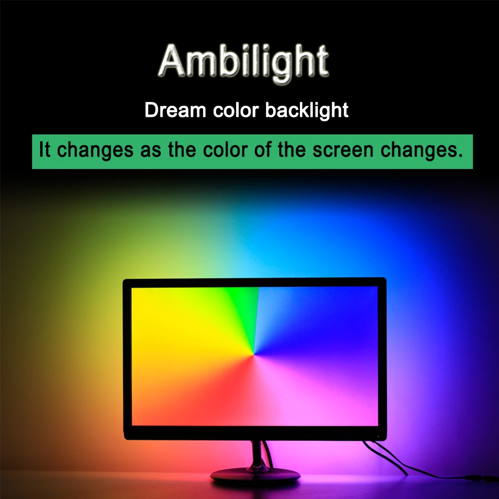 Ambilight ТВ ПК WS2812B 5050 RGB Смарт USB Светодиодная лента светящаяся лента комплект ноутбук компьютер мечта экран фоновое освещение