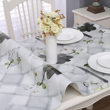  0.8mm and 1.5mm New PVC Desk Pad Soft Glass Dining Tablecloth Top Cover Plastic Mat Home Kitchen De