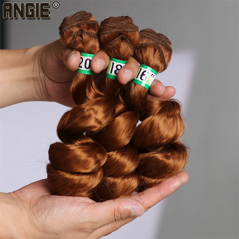 Angie preto onda solta cabelo sintético pacotes