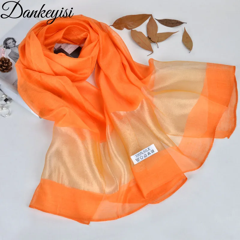 

DANKEYISI Brand New Fashion Women Silk Scarves High Quality Organza Silk Scarf Lady Long Scarf 2017 Luxury Design Bandana Shawls