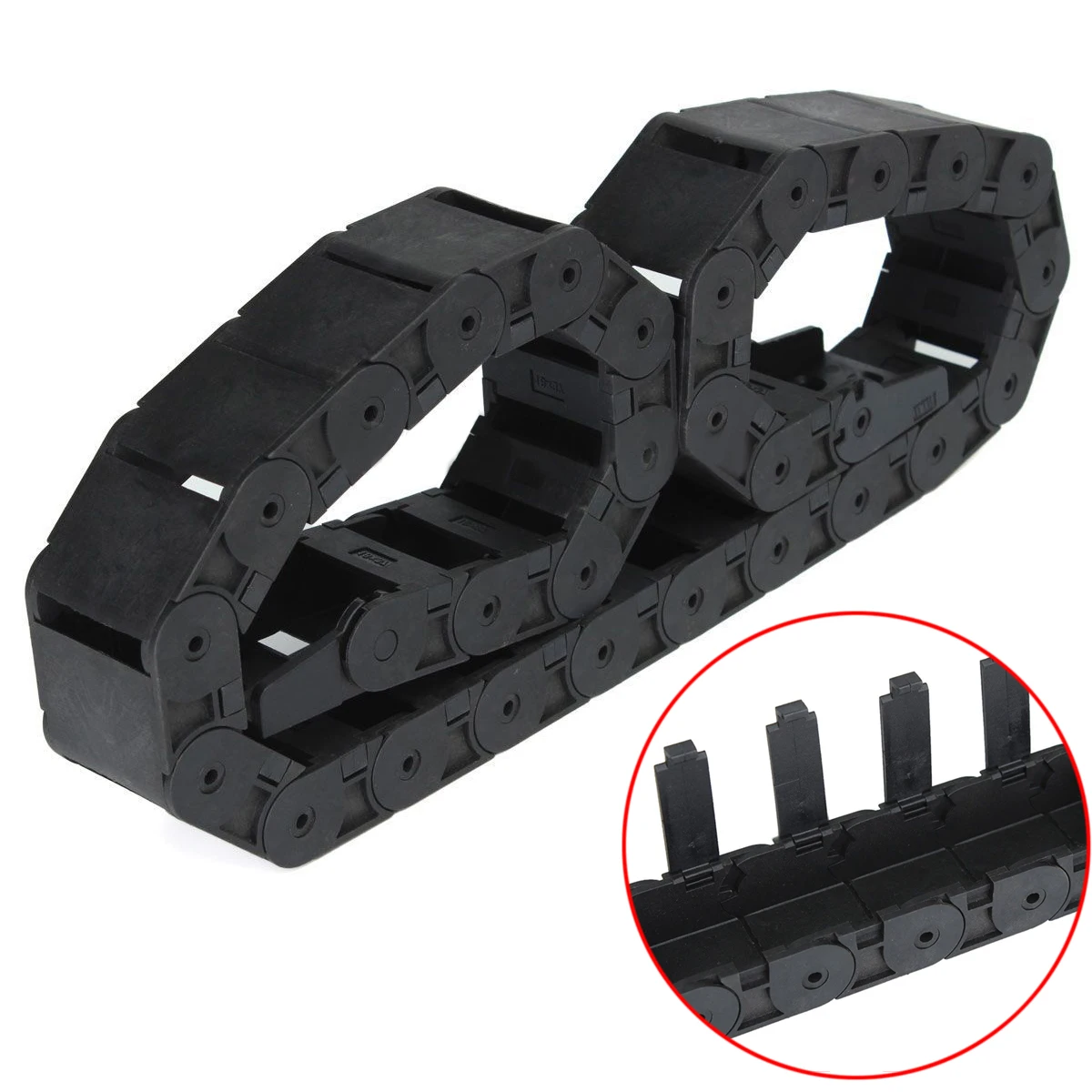 1pc Black Long Plastic Nylon Cable Drag Chain Towline 1M 1000mm 40" Wire Carrier R38 18*37mm For CNC Router Machine Tools Mayitr