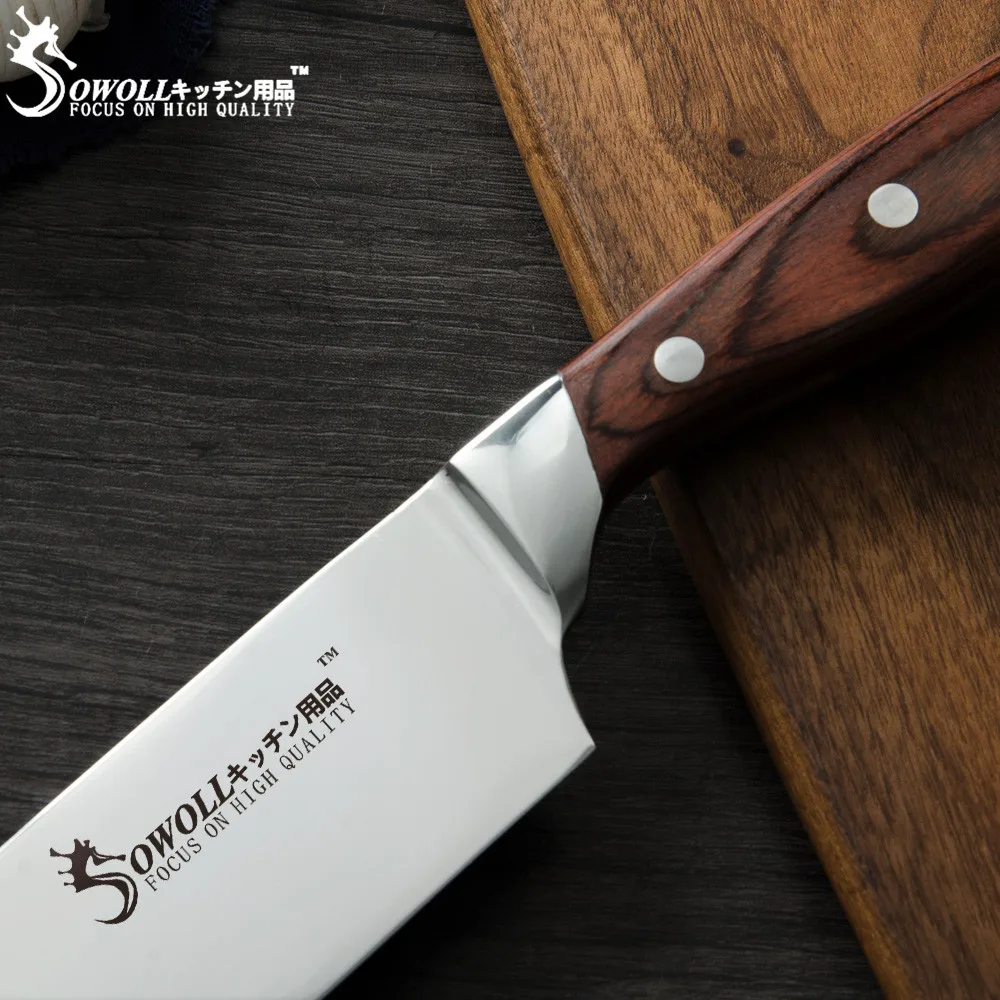 Sowoll японский поварской нож Santoku из нержавеющей стали, кухонный нож шеф-повара, набор сырой рыбы, лосося, филе, Кливер, инструменты для приготовления пищи