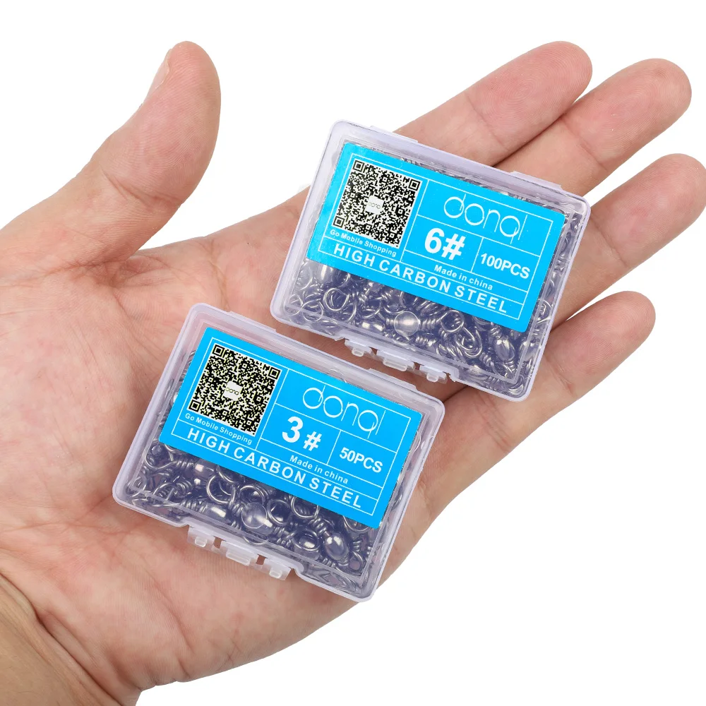 DONQL 50100pcs Fishing Swivel Barrel Rolling Connector 1#-14# Fishing Hooks Bearing Swivel Connector Fishing Accessories        (1)