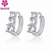 2017 Fashion Earrings For Women A Row Luxury Crystal Stud Earrings Buckle Girl Gift Exquisite Silver Ear Jewelry