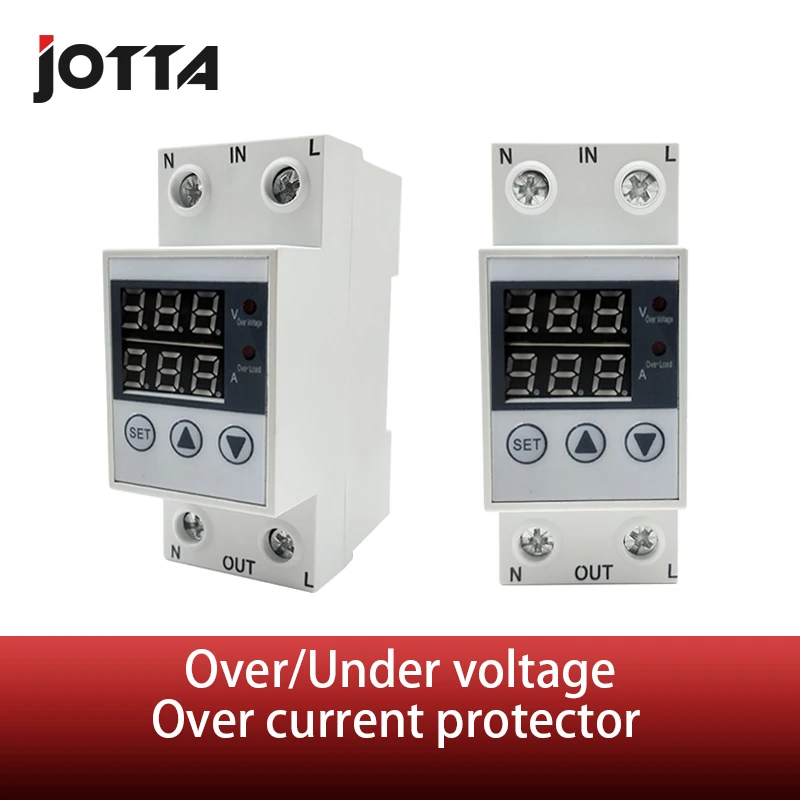 

40A/63A 230V Din rail adjustable over voltage and under voltage protective device protector relay with over current protector