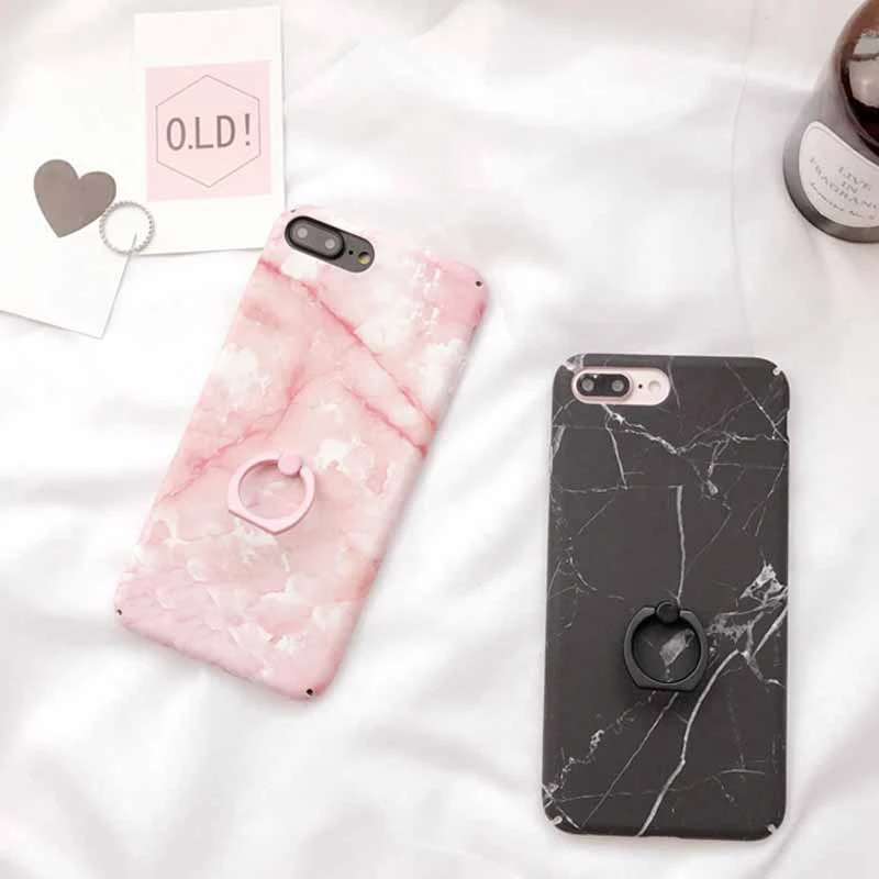 Instagram Simple Marble Pink Black Case For Iphone7 7 Plus 6 6s Plus Phone Shell With Ring Bracket Hard Shell Cover Case Plus Case Forcase Case Aliexpress
