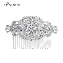 Minmin расчески для волос с цветами и кристаллами, свадебные аксессуары для волос, украшения для волос для женщин, свадебная тиара для невесты FS069