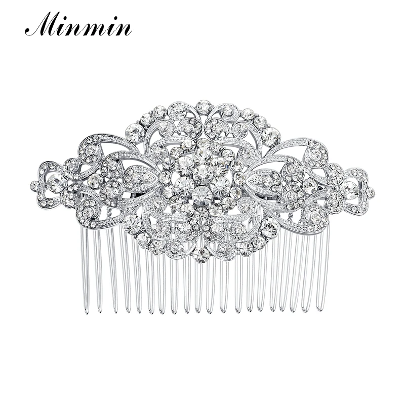 

Minmin Floral Crystal Hair Combs Wedding Hair Accessories Hair Jewelry for Women Bridal Hairpins Tiara for Brides FS069