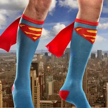 KLV унисекс супер герой, Супермен, Бэтмен по колено с накидкой косплей носки