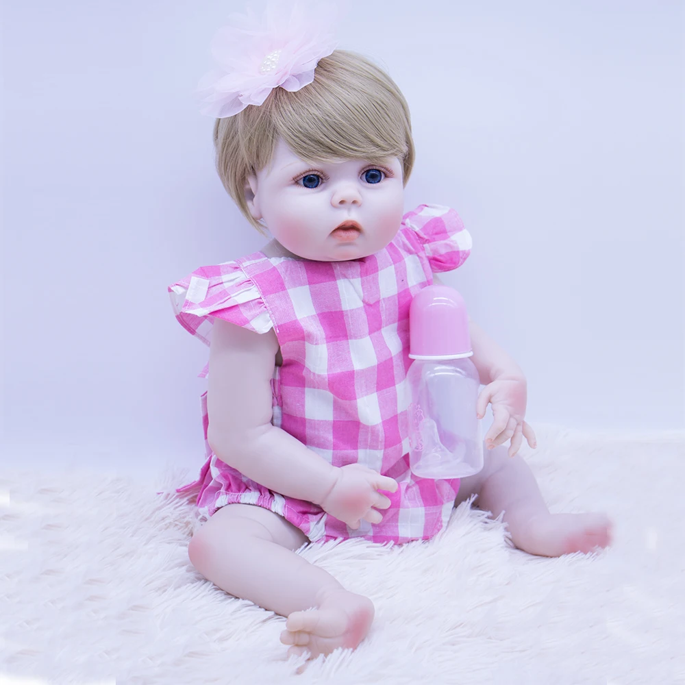 

New design loli bebe reborn doll 57cm all Silicone reborn baby Lifelike princess Bonecas in Pink clothes fashion Christmas gift