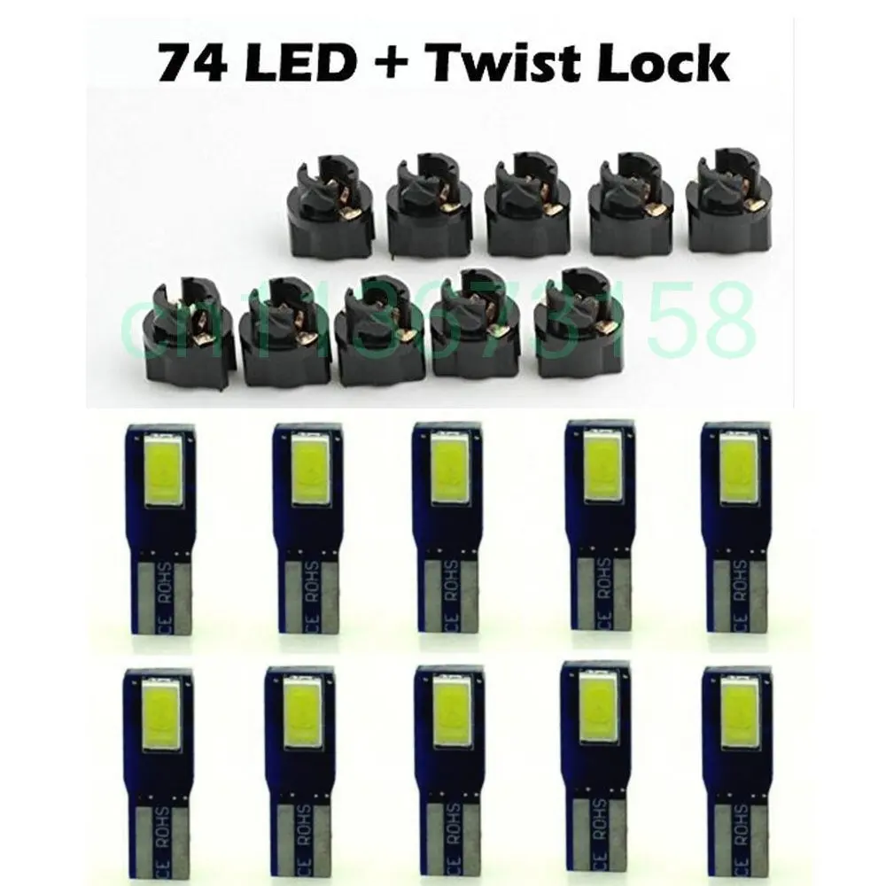 Set 10 LED Bulbs +10 Twist Lock Socke T5 74 LED Light bulb 168 LED Bulb