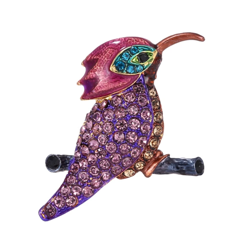 

2013 Brooch Colorful Rhinestone Enamel 14K Gold Plated Woodpecker Brooches (1pc)