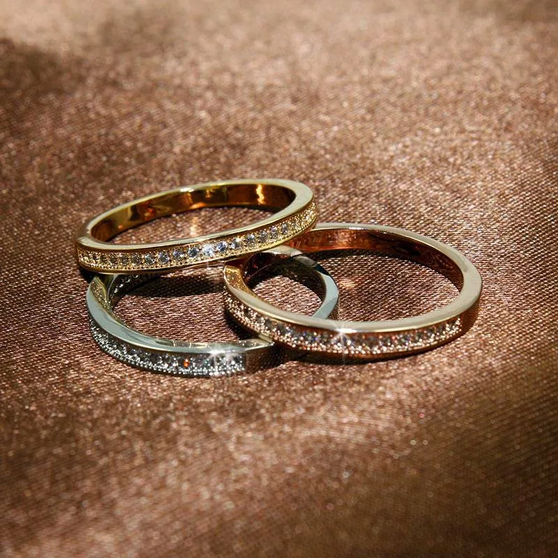 

Luxury Crystal Small Zircon Stone Ring Korean Female Silver Gold Color Wedding Bands Jewelry Promise Engagement Rings For Women