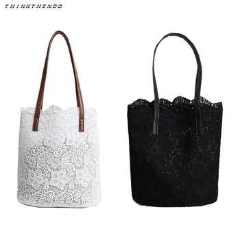 

THINKTHENDO Fashion Women Lady 2 in 1 Floral Lace Handbag Beach Messenger Bag Tote Female Multifunction Boho Shoulder Bag New