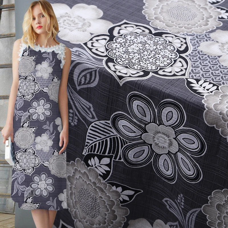 

Spring and Summer 25m Printed Silk Textile Fabric in Europe and America Mulberry Silk Garment Gown Fabric Silk Garment Fabric