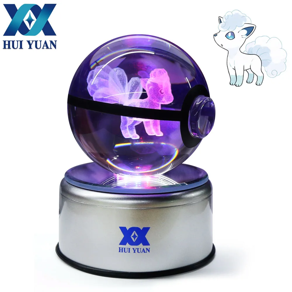 Vulpix 8 см хрустальный шар 3D Новые экзотические лампы светодиодный ночник магический шар для детей подарки декоративные настольные лампы