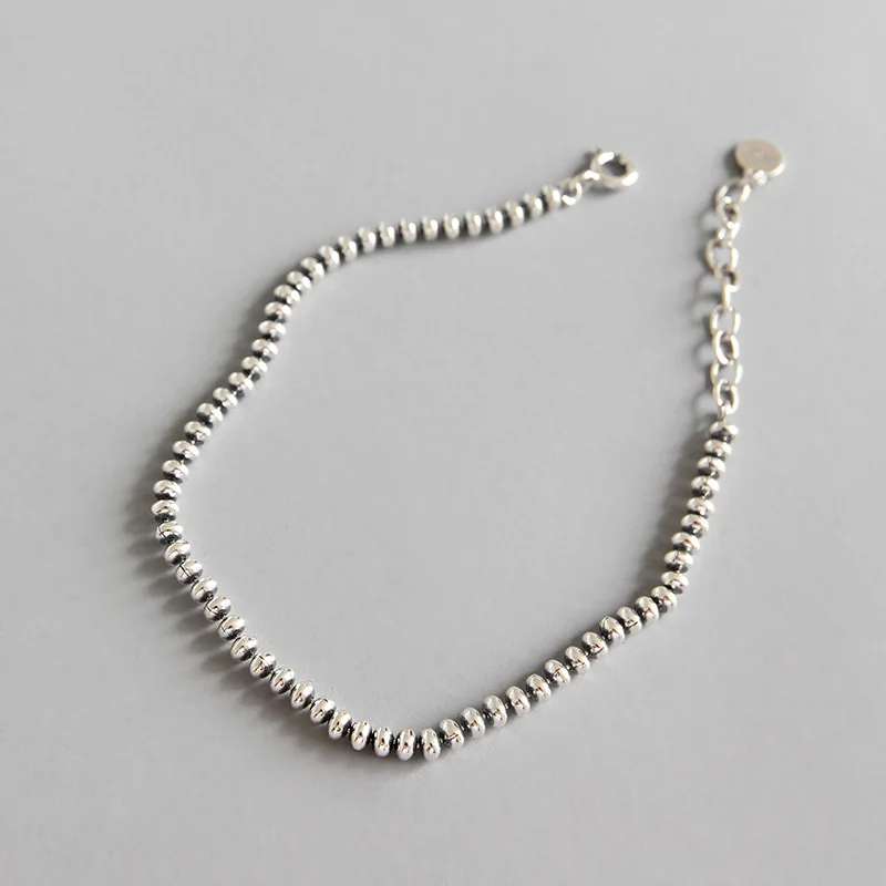 

Simple Authentic 100% S925 Sterling Silver 2.8mm Beads Bracelet Bangle Adjustable Link Chain Bracelets Jewelry Woman Girl Gift