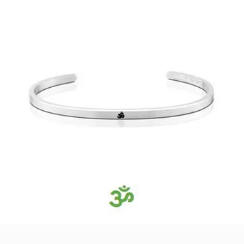 

New Arrival 4mm Stainless Steel OM Yoga Cuff Bangle Hindu Buddhist Hinduism India Open Bracelet Men Women Punk Jewelry