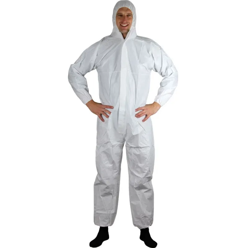 

2 pcs Safety Clothing Chemical Disposable Protective Coverall Hooded Suit Anti Particles/Limited Liquid Chemical splash