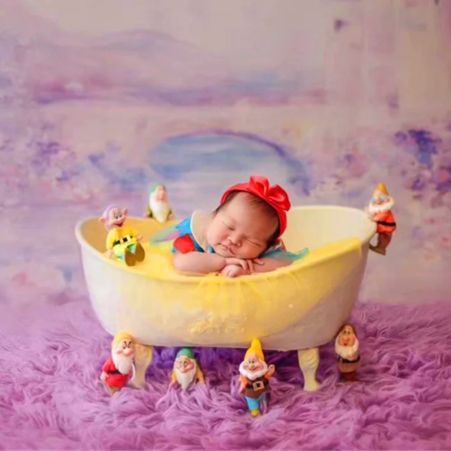 Accessoires de photographie pour nouveau-né | Baignoire pour bébé, accessoires de prise de photo infantile, canapé poser panier de douche, accessoires canard jaune et coton