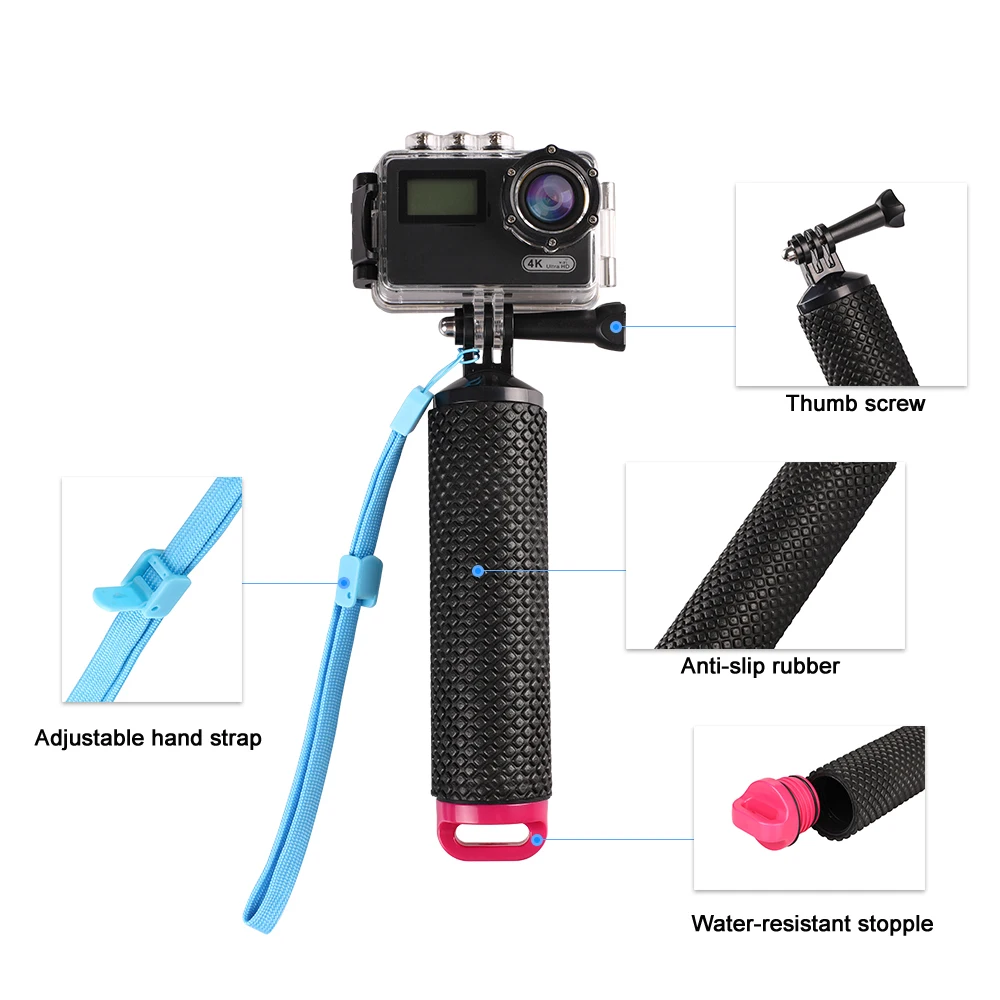 Kaliou Antislip Floating Handle Bar Handheld Float Handlebar Stick Monopod Hand Grip for GoPro 6 5 4 3 2 1 Action Camera