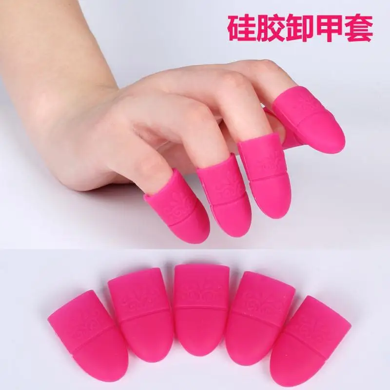 

5pcs Nail Art Tips UV Gel Polish Remover Wrap Silicone Elastic Soak Off Cap Clip Manicure Cleaning Varnish Tool Reuseable Finger