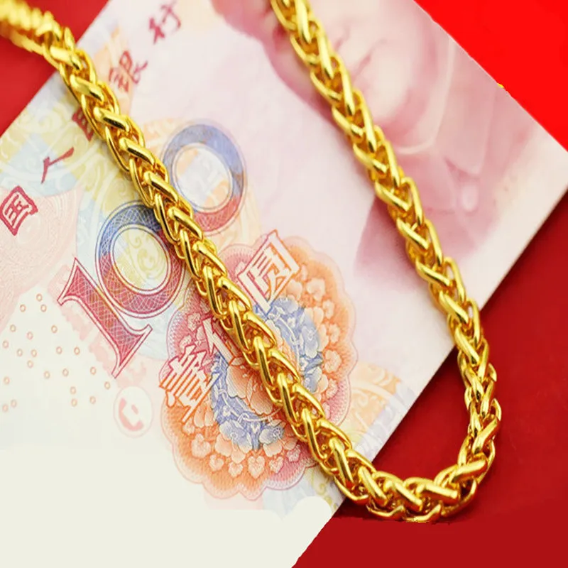 

Plated gold necklace Men Domineering Simulation of 24k gold chain Bold sand gold Durable not fade jewelry Free shipping